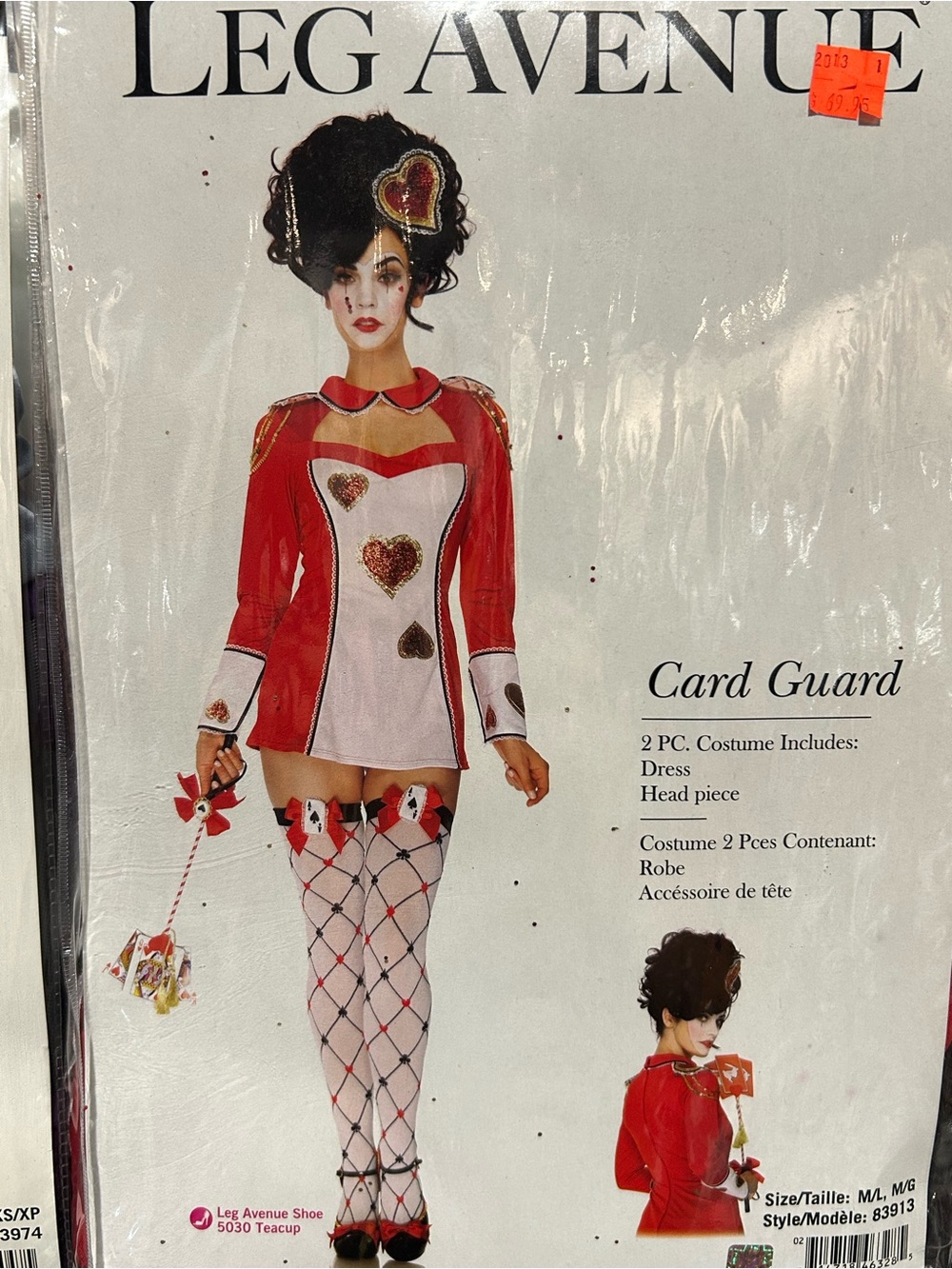 Leg Avenue Card Guard Costume - Red and White Dress with Headpiece